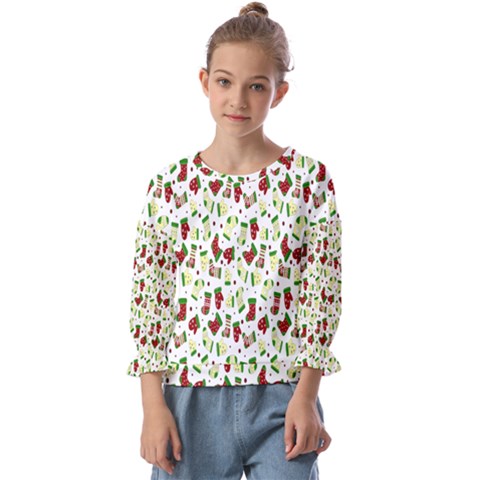 Warm Christmas  Kids  Cuff Sleeve Top by ConteMonfrey