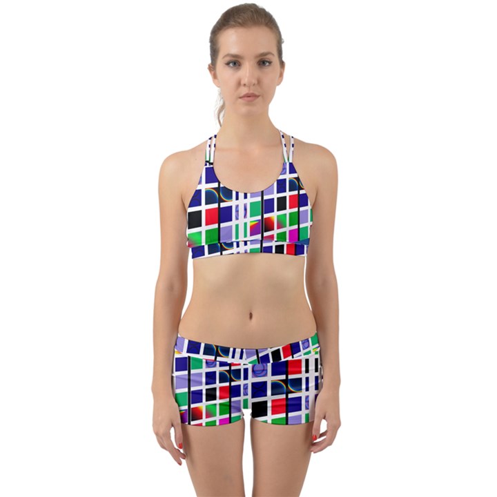 Color Graffiti Pattern Geometric Back Web Gym Set