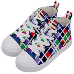 Color Graffiti Pattern Geometric Kids  Mid-top Canvas Sneakers