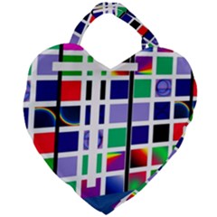 Color Graffiti Pattern Geometric Giant Heart Shaped Tote