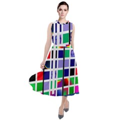 Color Graffiti Pattern Geometric Round Neck Boho Dress