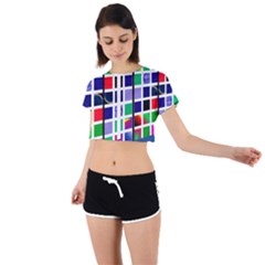 Color Graffiti Pattern Geometric Tie Back Short Sleeve Crop T-Shirt