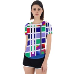 Color Graffiti Pattern Geometric Back Cut Out Sport T-shirt by Hannah976