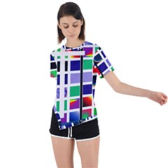 Color Graffiti Pattern Geometric Asymmetrical Short Sleeve Sports T-shirt by Hannah976