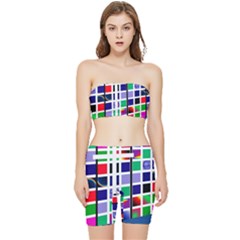 Color Graffiti Pattern Geometric Stretch Shorts And Tube Top Set by Hannah976