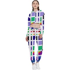 Color Graffiti Pattern Geometric Cropped Zip Up Lounge Set by Hannah976