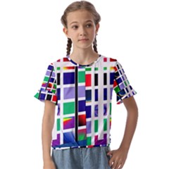 Color Graffiti Pattern Geometric Kids  Cuff Sleeve Scrunch Bottom T-Shirt