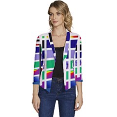 Color Graffiti Pattern Geometric Women s Casual 3/4 Sleeve Spring Jacket