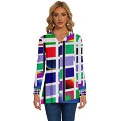 Color Graffiti Pattern Geometric Long Sleeve Drawstring Hooded Top