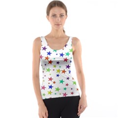 Star Random Background Scattered Women s Basic Tank Top