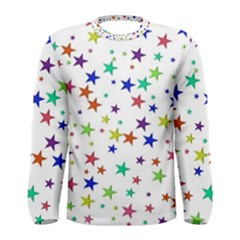 Star Random Background Scattered Men s Long Sleeve T-shirt