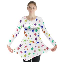 Star Random Background Scattered Long Sleeve Tunic  by Hannah976