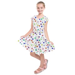 Star Random Background Scattered Kids  Short Sleeve Dress by Hannah976