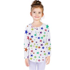 Star Random Background Scattered Kids  Long Sleeve T-shirt