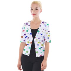 Star Random Background Scattered Cropped Button Cardigan