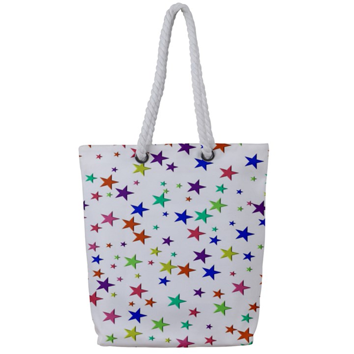 Star Random Background Scattered Full Print Rope Handle Tote (Small)