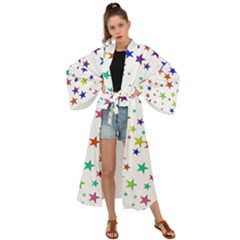 Star Random Background Scattered Maxi Kimono