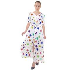 Star Random Background Scattered Waist Tie Boho Maxi Dress by Hannah976