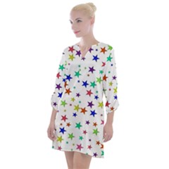 Star Random Background Scattered Open Neck Shift Dress