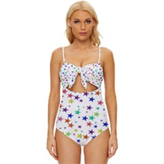 Star Random Background Scattered Knot Front One-piece Swimsuit by Hannah976