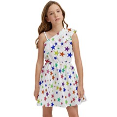 Star Random Background Scattered Kids  One Shoulder Party Dress