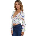 Star Random Background Scattered Long Sleeve Deep-V Velour Top View2