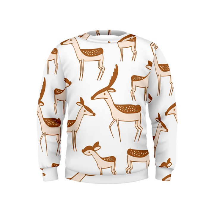 Seamless Deer Pattern Design Kids  Sweatshirt