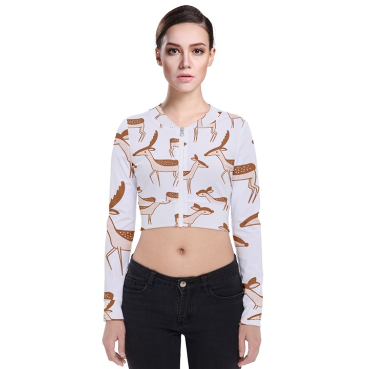 Seamless Deer Pattern Design Long Sleeve Zip Up Bomber Jacket