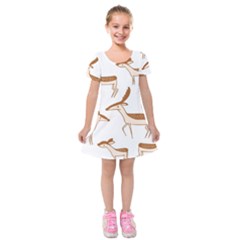 Seamless Deer Pattern Design Kids  Short Sleeve Velvet Dress