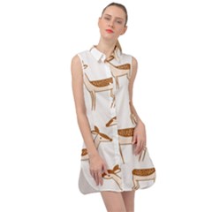 Seamless Deer Pattern Design Sleeveless Shirt Dress by Hannah976