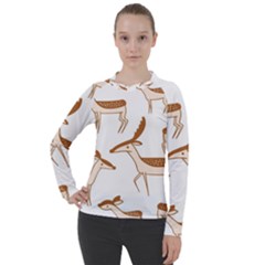 Seamless Deer Pattern Design Women s Pique Long Sleeve T-shirt