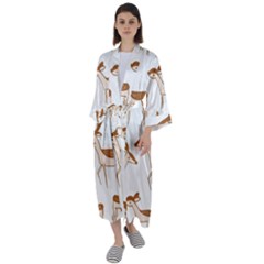 Seamless Deer Pattern Design Maxi Satin Kimono by Hannah976