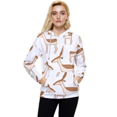 Seamless Deer Pattern Design Women s Lightweight Drawstring Hoodie