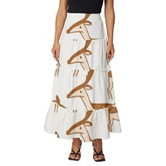 Seamless Deer Pattern Design Tiered Ruffle Maxi Skirt by Hannah976