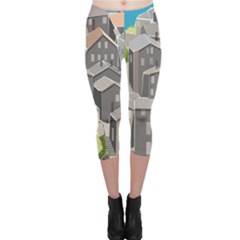 Village Place Portugal Landscape Capri Leggings  by Hannah976