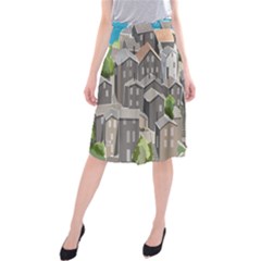 Village Place Portugal Landscape Midi Beach Skirt by Hannah976