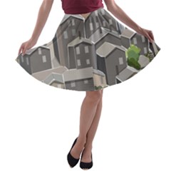 Village Place Portugal Landscape A-line Skater Skirt by Hannah976