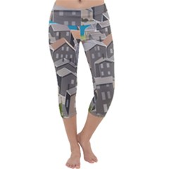 Village Place Portugal Landscape Capri Yoga Leggings by Hannah976