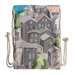 Village Place Portugal Landscape Drawstring Bag (large) by Hannah976