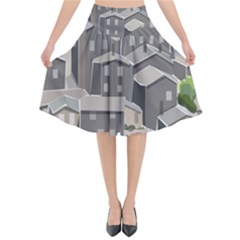 Village Place Portugal Landscape Flared Midi Skirt by Hannah976