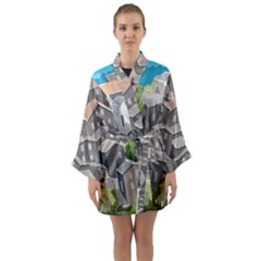 Village Place Portugal Landscape Long Sleeve Satin Kimono by Hannah976