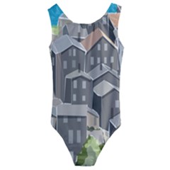 Village Place Portugal Landscape Kids  Cut-out Back One Piece Swimsuit