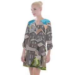 Village Place Portugal Landscape Open Neck Shift Dress by Hannah976