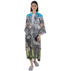 Village Place Portugal Landscape Maxi Satin Kimono by Hannah976