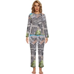 Village Place Portugal Landscape Womens  Long Sleeve Lightweight Pajamas Set