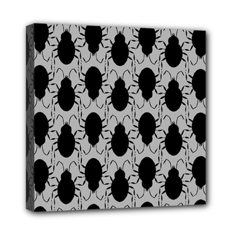 Pattern Beetle Insect Black Grey Mini Canvas 8  X 8  (stretched) by Hannah976