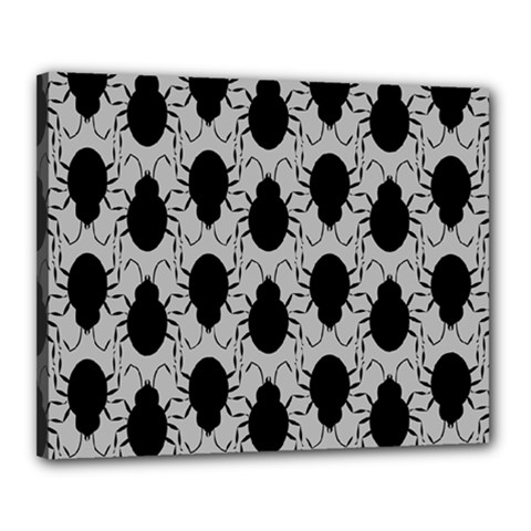 Pattern Beetle Insect Black Grey Canvas 20  X 16  (stretched) by Hannah976