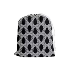 Pattern Beetle Insect Black Grey Drawstring Pouch (large) by Hannah976