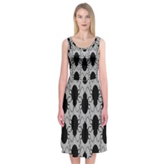 Pattern Beetle Insect Black Grey Midi Sleeveless Dress by Hannah976