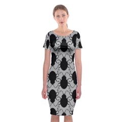 Pattern Beetle Insect Black Grey Classic Short Sleeve Midi Dress by Hannah976